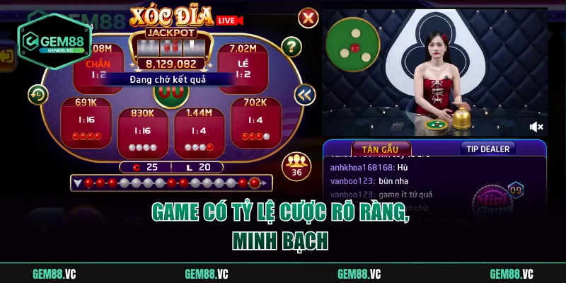 Game có tỷ lệ trả thưởng hấp dẫn rõ ràng cho từng cửa cược 